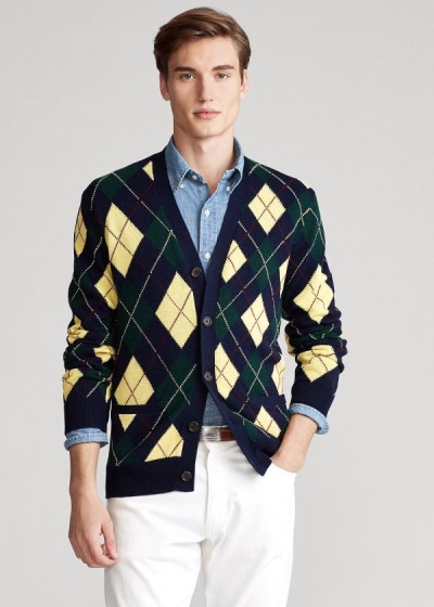 Men's Polo Ralph Lauren Argyle Cotton-Blend Cardigan | 126930ZXI